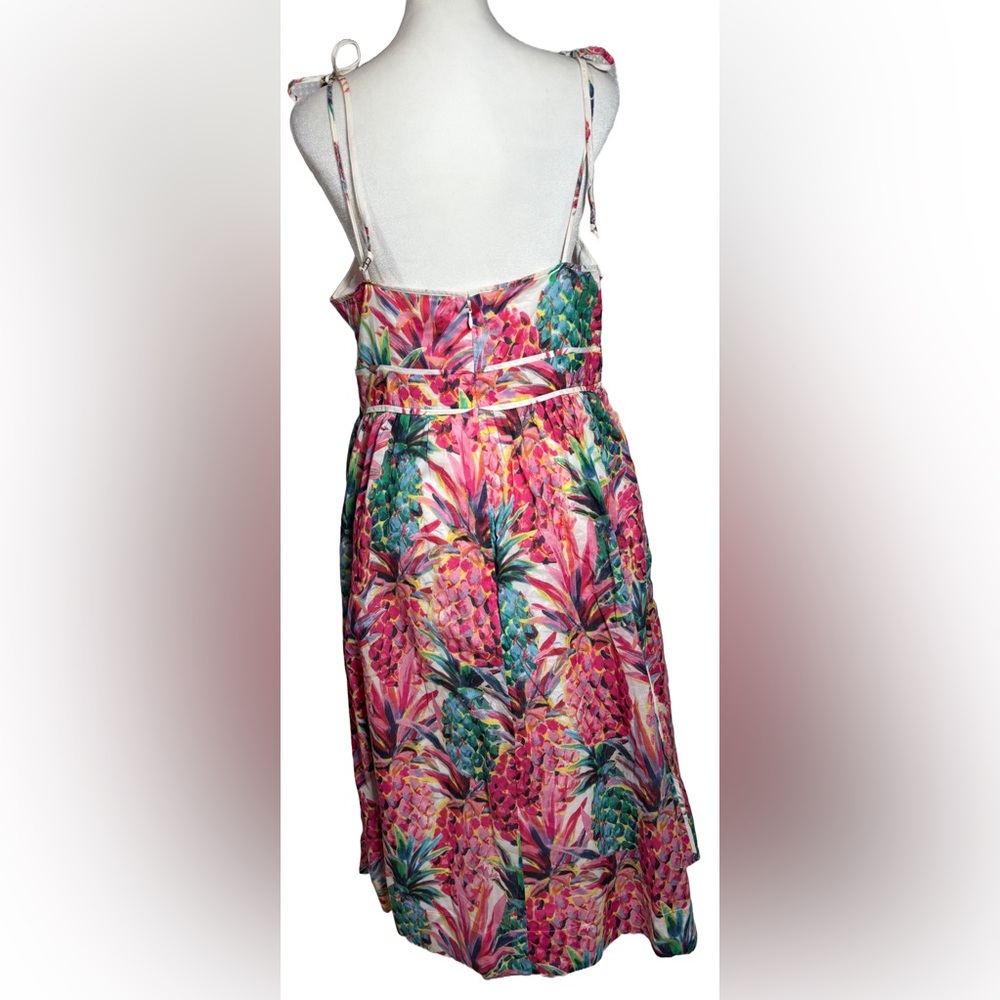 J Crew 10 Pink & White Ratti Pineapple Print Lined Cotton Sundress - Picture 5 of 11